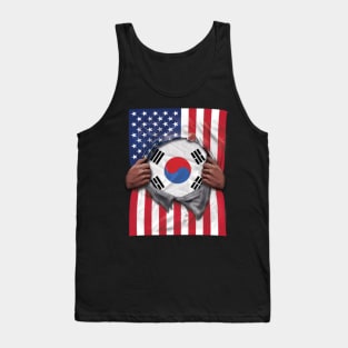 South Korea Flag American Flag Ripped - Gift for South Korean From South Korea Tank Top